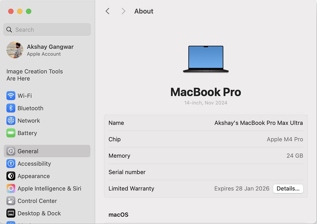 Macbook với tên thiết bị mới