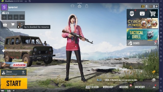 Màn hình chính BGMI trên BlueStacks - Battlegrounds Mobile India PC