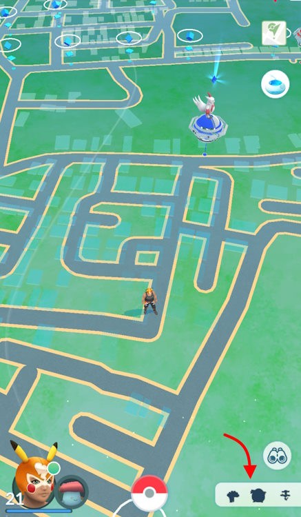 Menu Pokemon ở gần trong Pokemon GO