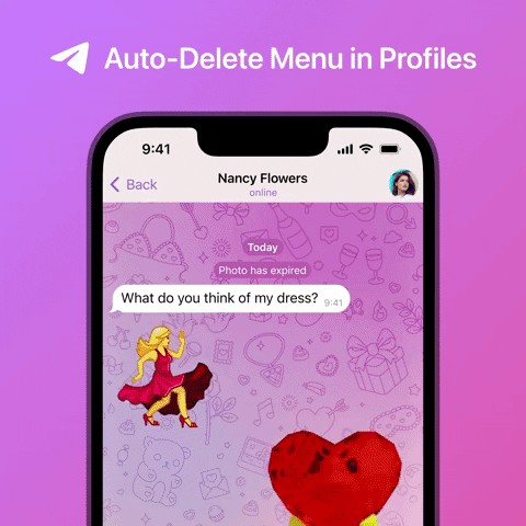Menu xóa tự động trên Telegram