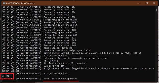 Minecraft server operator command