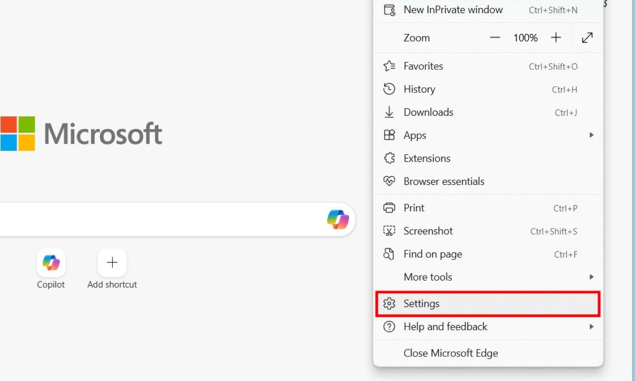Mở Cài Đặt Microsoft Edge