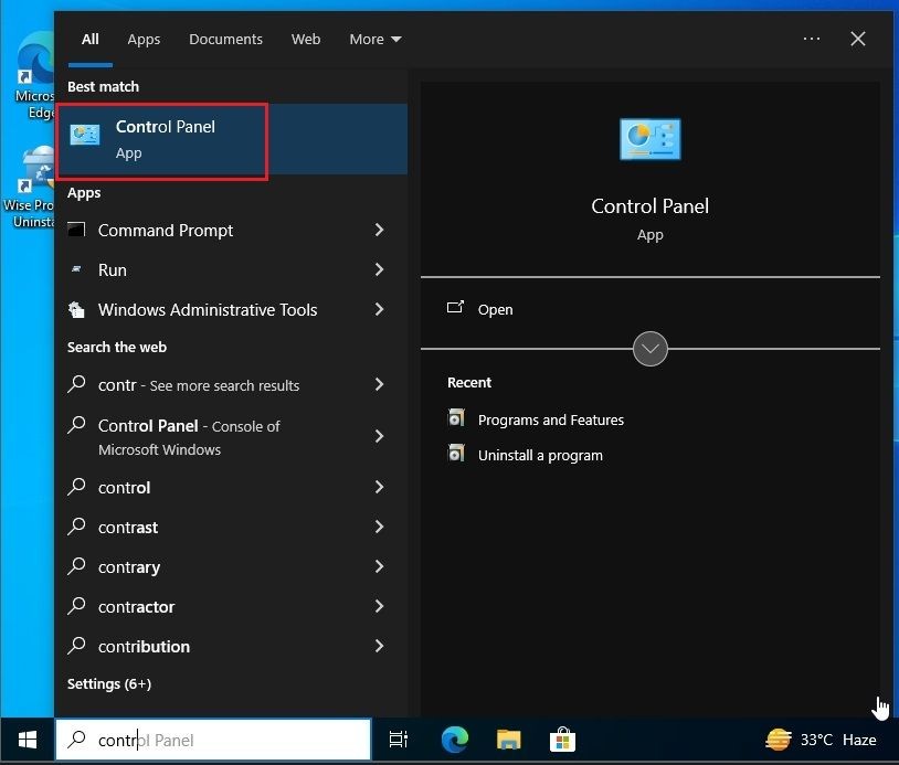 Mở Control Panel trong Windows 10