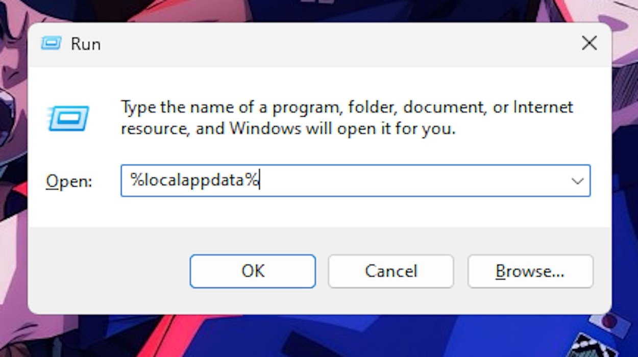 Mở Localappdata từ hộp thoại Run của Windows