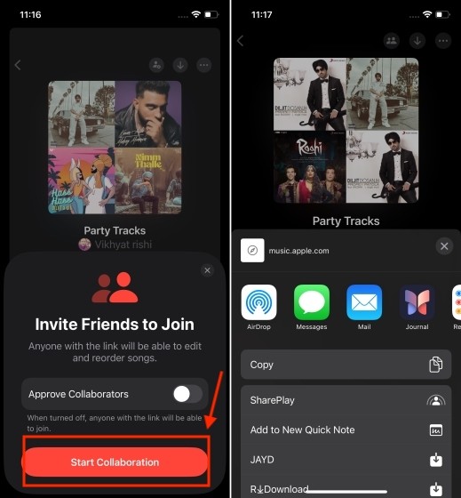 Mời mọi người thêm nhạc vào danh sách phát Apple Music trên iPhone