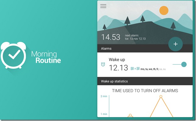 Morning Routine ứng dụng báo thức với giao diện đẹp mắt