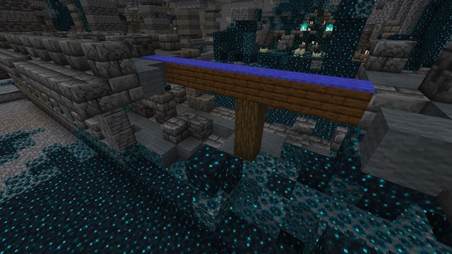 Một phần của một thành phố cổ trong Minecraft