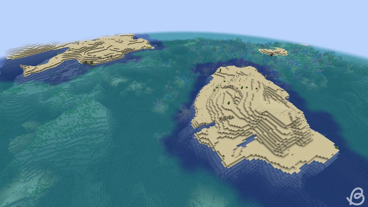 Một vài hòn đảo sa mạc nhỏ trong seed Minecraft này