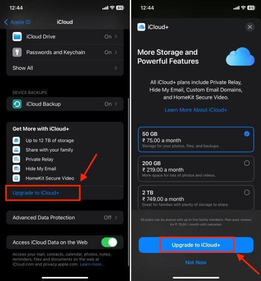 Nâng cấp lên iCloud+ trên iPhone