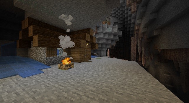 Ngôi làng Dripstone trong Minecraft 1.18.1, một ngôi nhà của dân làng nằm thoải mái bên trong hang động Dripstone