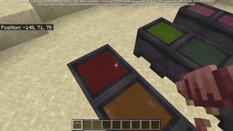 Người chơi nhuộm giáp sói trong nhiều vạc khác nhau trong Minecraft