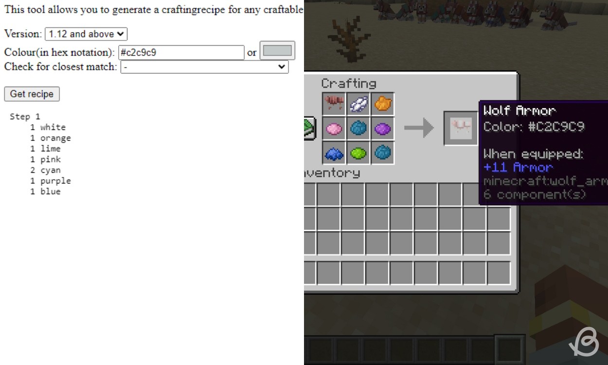 Người chơi tái tạo một màu với một bước trong Minecraft, mà họ đã tìm thấy bằng cách sử dụng một công cụ trực tuyến