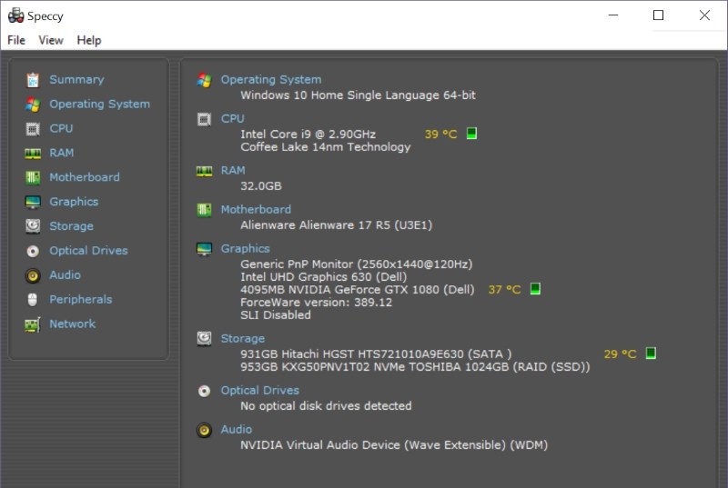 Nhiệt độ của Alienware 17 R5 khi hoạt động