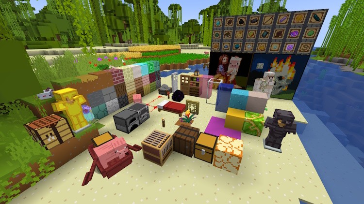 Nhiều khối và vật phẩm khác nhau trong Minecraft với Bare Bones Texture Pack