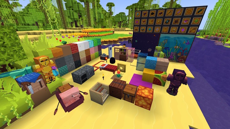 Nhiều khối và vật phẩm khác nhau trong Minecraft với Tooniverse Texture Pack