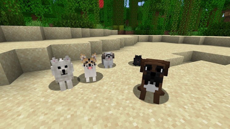 Những chú chó trong Minecraft với Better Dogs Texture Pack