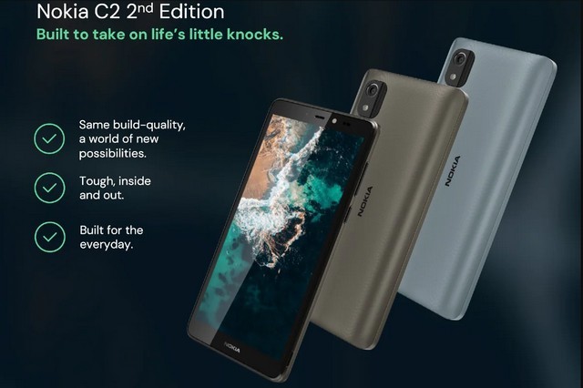 Nokia C2 phiên bản thứ hai với màn hình nhỏ hơn và pin yếu hơn