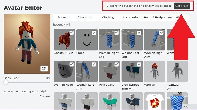 Nút Nhận thêm vật phẩm trong Roblox
