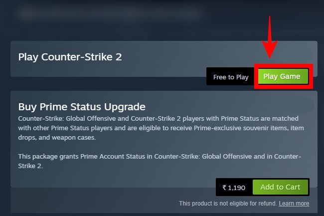Nút Play để tải Counter-Strike 2 trên Steam