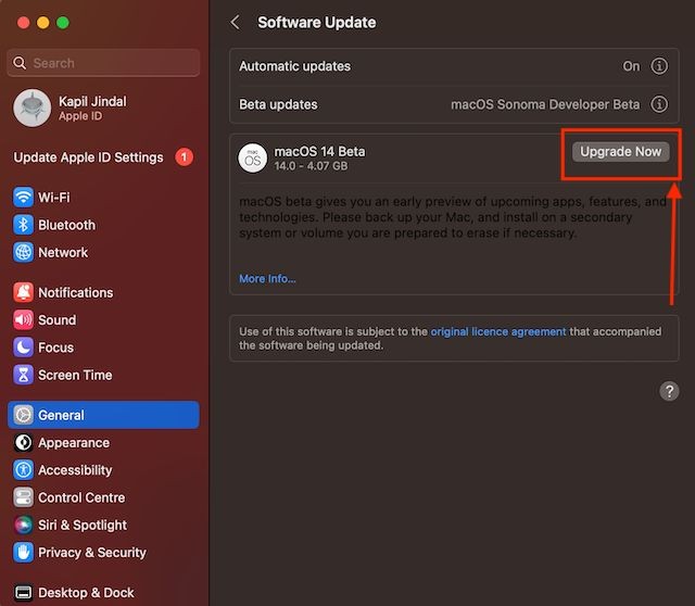 Nút Upgrade now