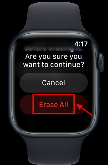 Nút Xóa tất cả trên Apple Watch
