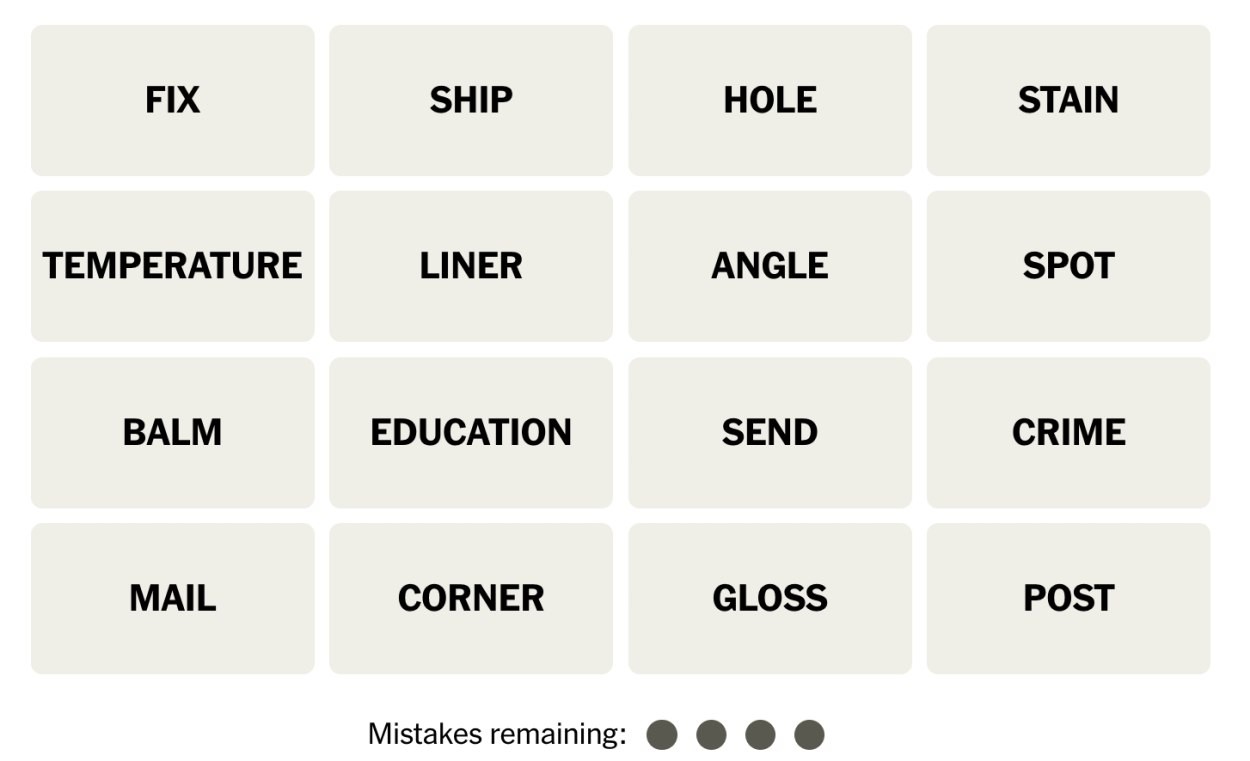 NYT Connections June 17 Grid