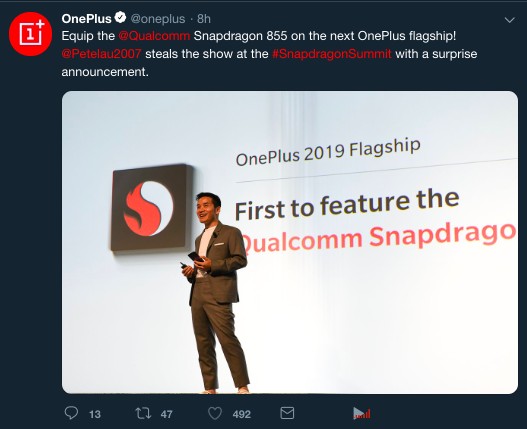 OnePlus Sắp Ra Mắt Một Trong Những Smartphone Đầu Tiên Với Snapdragon 855 và 5G