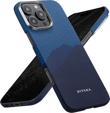 Ốp lưng vải Pitaka Woven cho iPhone 16 Pro với chất liệu độc đáo.