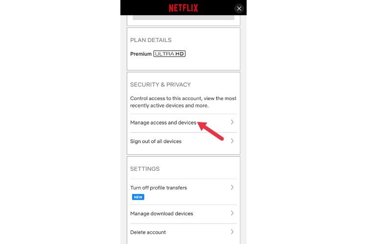 Phần Bảo mật và quyền riêng tư trên Netflix