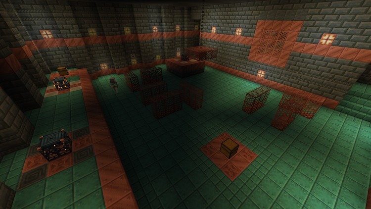 Phòng lớn bên trong Trial Chambers chứa Trial Spawner trong Minecraft snapshot 23w45a.