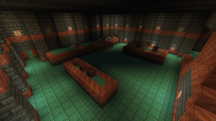 Phòng lớn với bẫy và Trial Spawner trong Minecraft snapshot 23w45a.