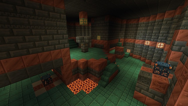 Phòng rộng lớn với bẫy và Trial Spawner.