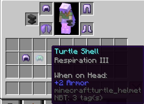 Phù phép Hô Hấp trên Mũ trong Minecraft