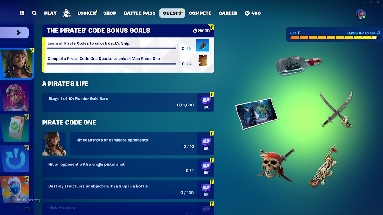 Fortnite x Cướp Biển Vùng Caribbean: Hướng Dẫn Toàn Tập Nhiệm Vụ & Phần Thưởng (2025)