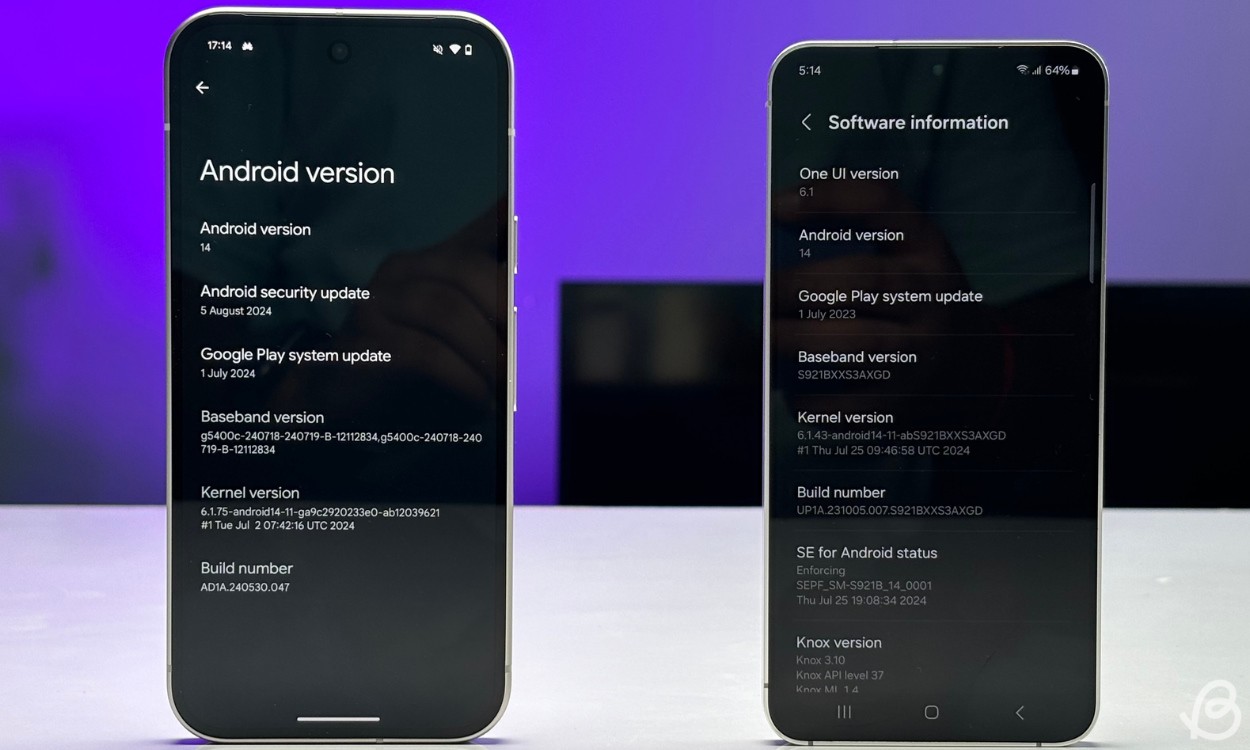 Pixel 9 vs Galaxy S24 Software Page