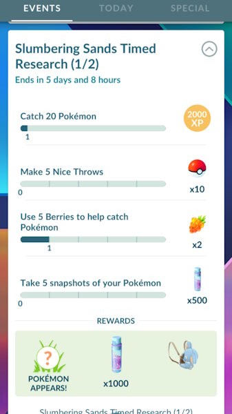 Pokemon GO: Hướng Dẫn Chi Tiết Sự Kiện Nghiên Cứu Giấc Ngủ Ngàn Cát (Slumbering Sands)
