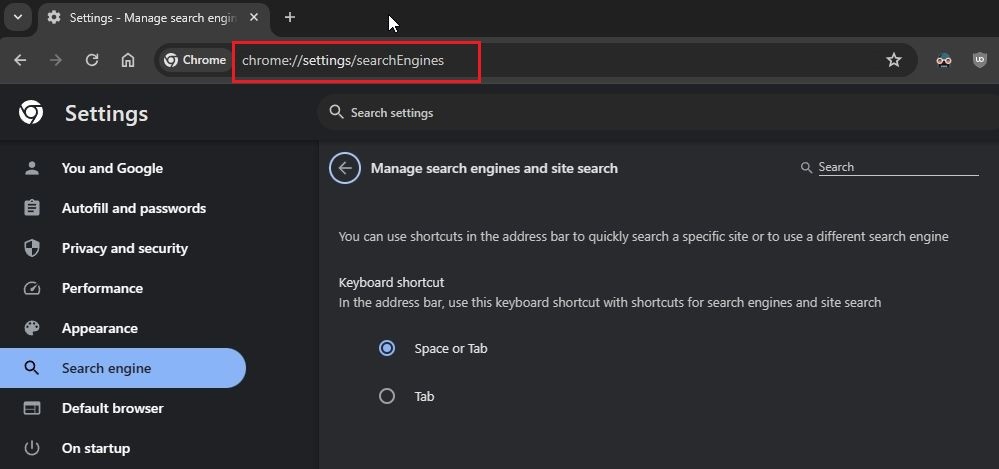 Quản lý công cụ tìm kiếm trong Chrome, tùy chỉnh cài đặt tìm kiếm