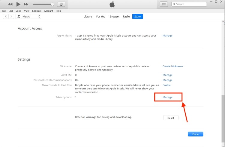 Quản lý trong iTunes