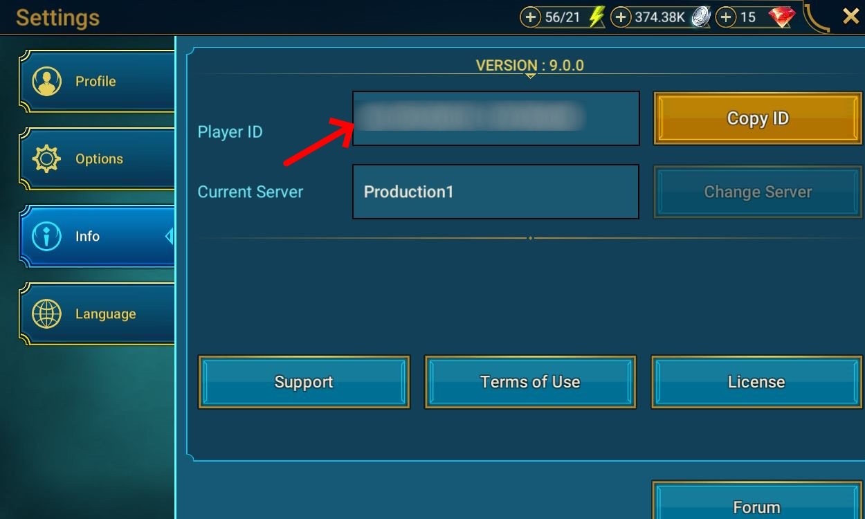Sao chép ID người chơi để nhận code Raid Shadow Legends