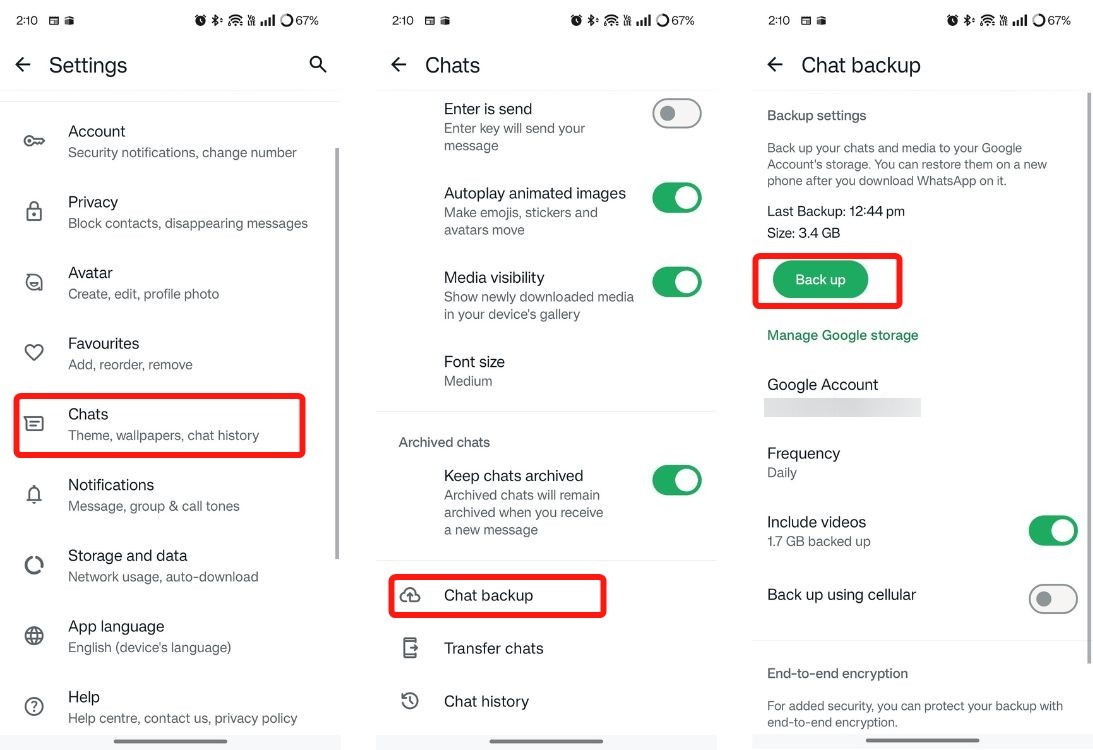 Sao lưu trò chuyện WhatsApp