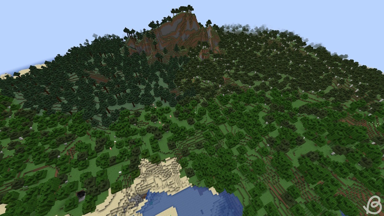 Seed với một hòn đảo lớn với nhiều loại cây khác nhau trong Minecraft