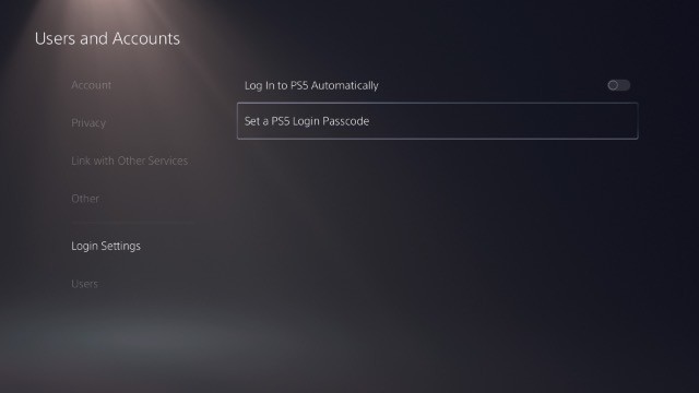 set login passcode ps5