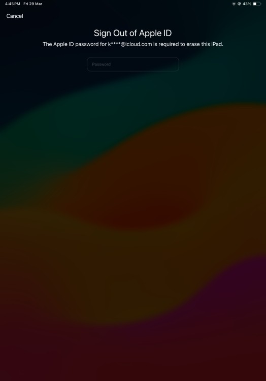 Sign Out of Apple ID to Reset iPad