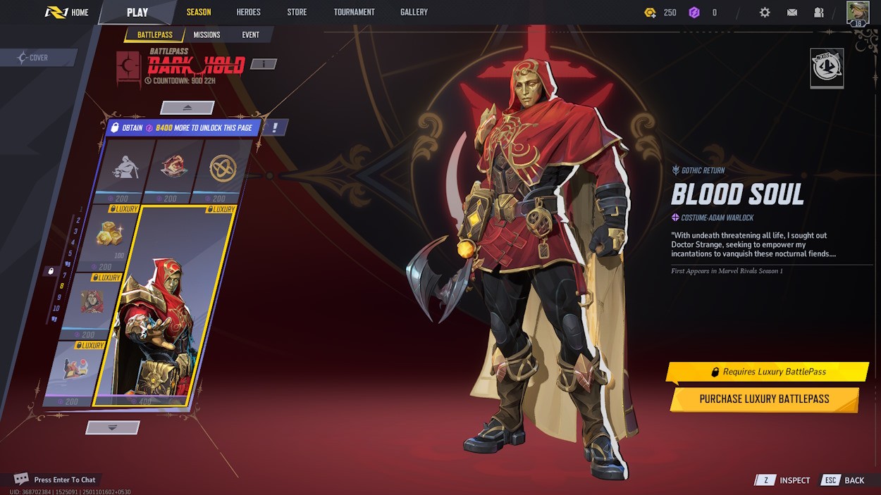 Skin Adam Warlock và các phần thưởng khác