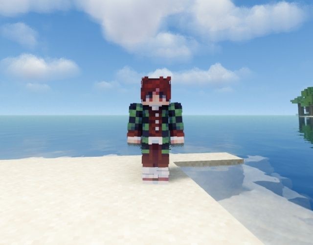 Skin Tanjiro Kamado Minecraft dựa trên nhân vật Demon Slayer