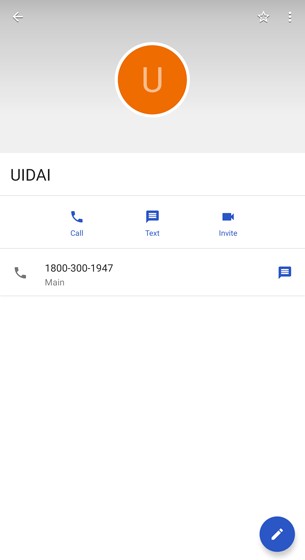 UIDAI Helpline Number Tự Động Được Lưu Trên Nhiều Điện Thoại Android ở Ấn Độ