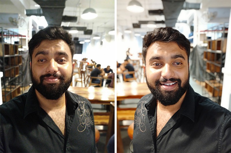 So sánh ảnh selfie giữa ZenFone Max Pro M1 và Redmi Note 5 Pro, tập trung vào độ chi tiết và màu da