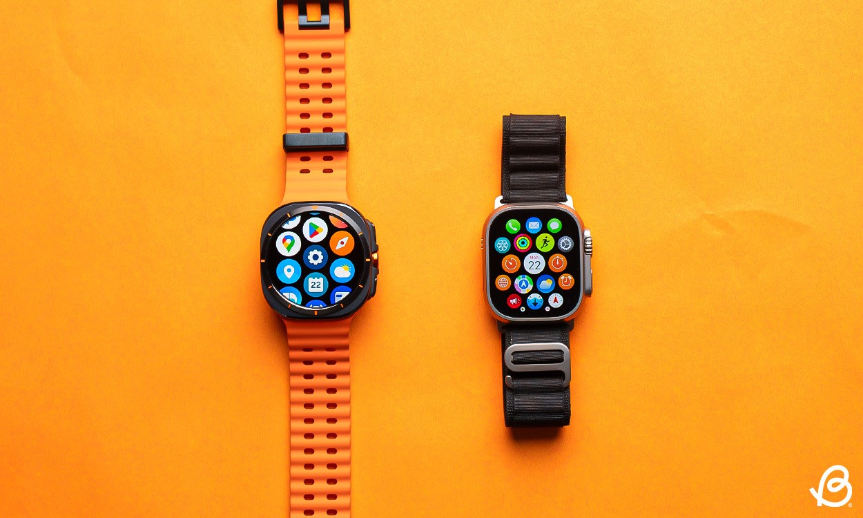 So sánh biểu tượng giao diện người dùng Galaxy Watch Ultra và Apple Watch Ultra 2