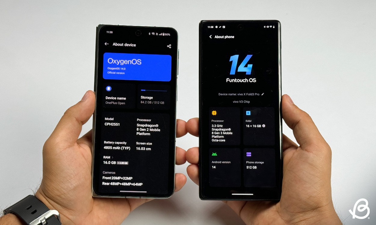 So sánh giao diện phần mềm của Vivo X Fold 3 Pro và OnePlus Open