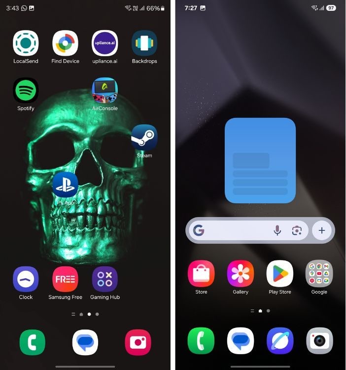 So sánh màn hình chính One UI 6 và One UI 7